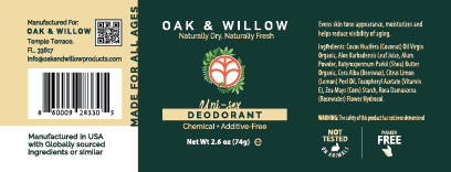 Oak & Willow Mineral Body Deodorant for Men and Women